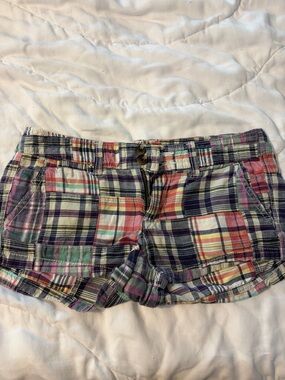 AEO Plaid Patchwork Cotton Shorts - Multicolor, 00